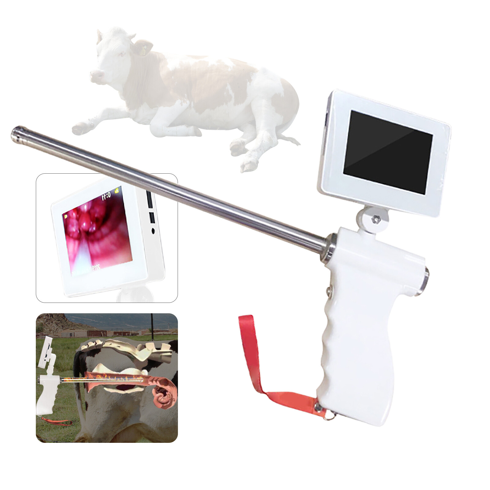 Visual Artificial Insemination Gun Cow Kit Camera with 360° Adjustable Screen