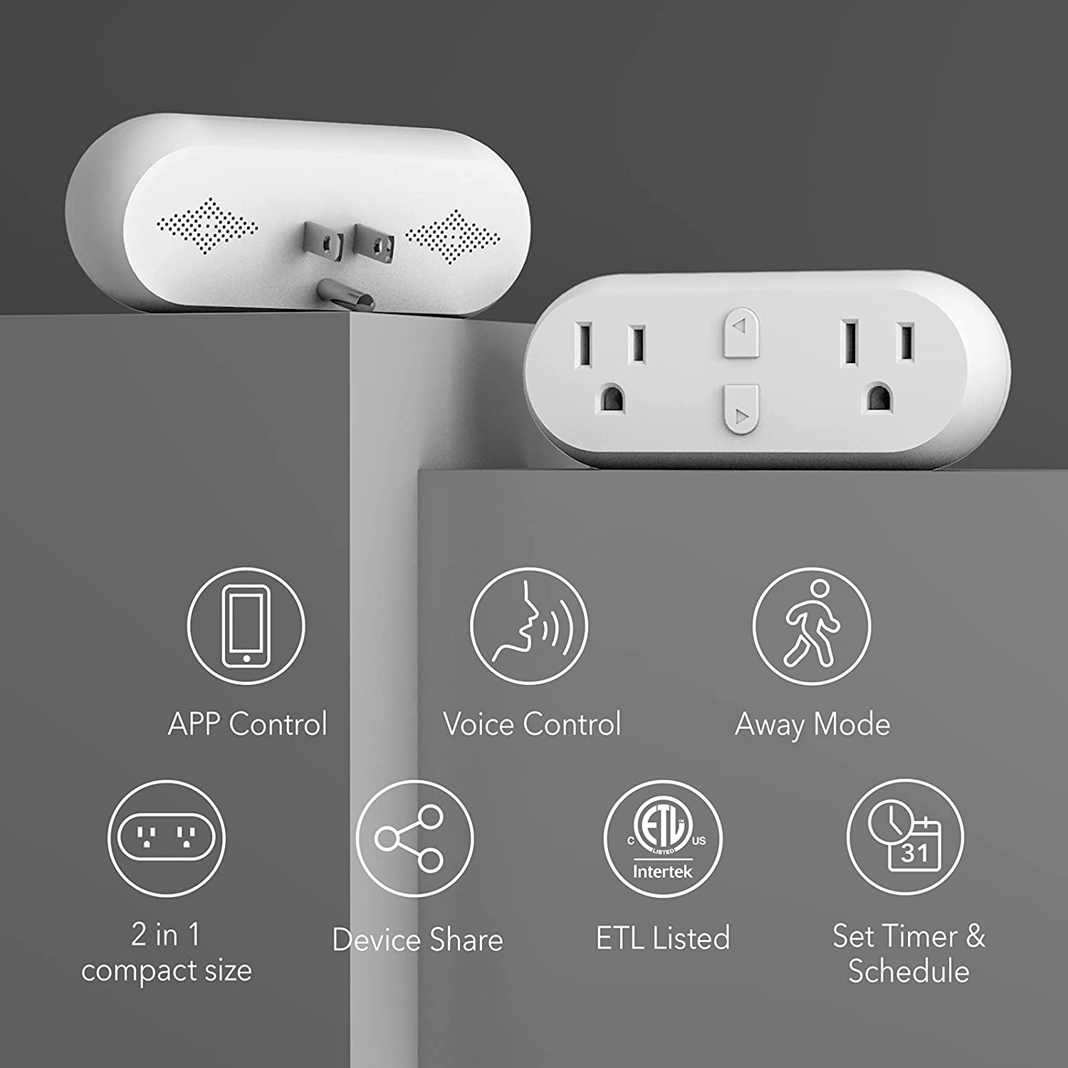 Smart Plugs WiFi Switch Outlet Extender Dual Socket Work with Alexa&Google Home