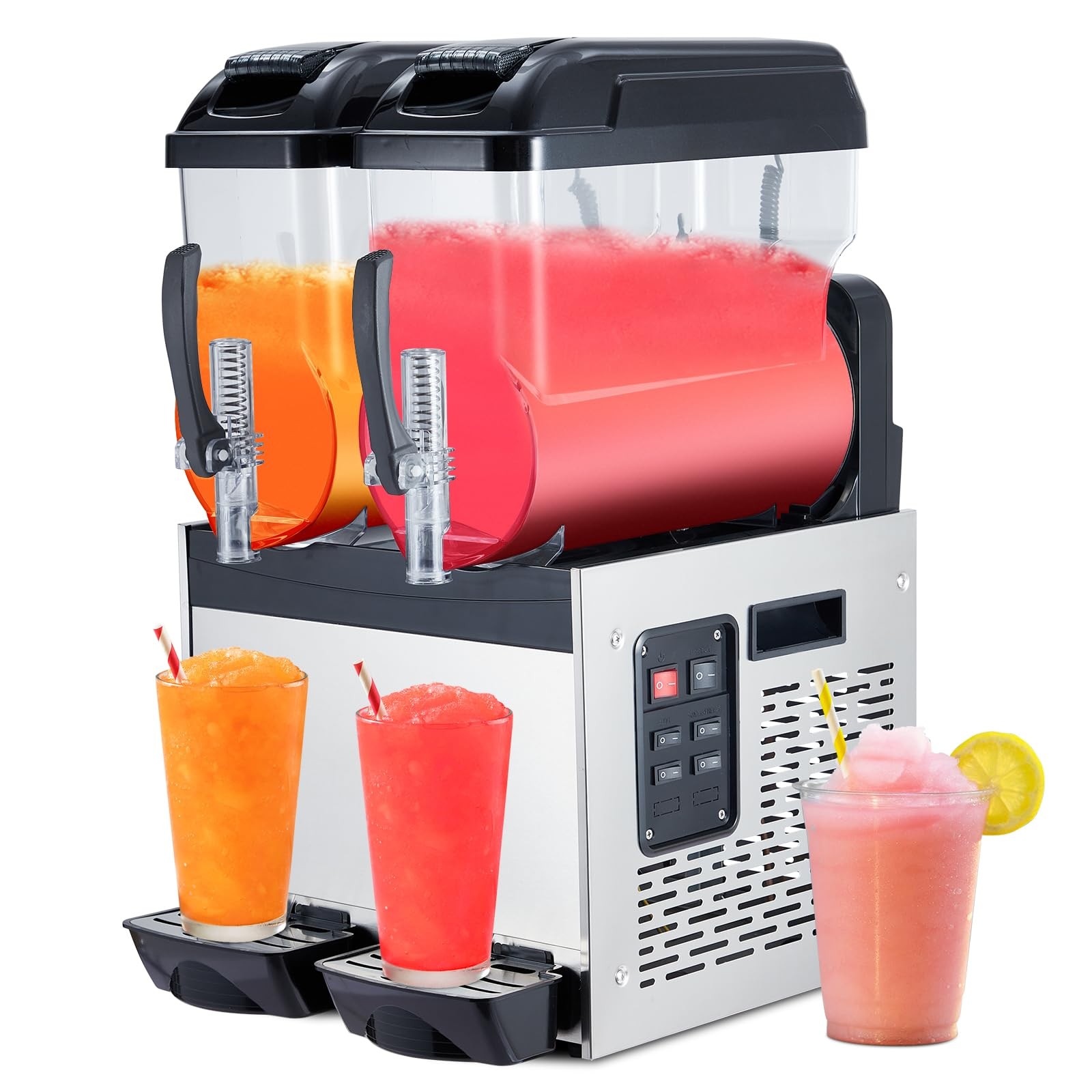 700W Stainless Steel Commercial Slushie Machine Double Tank 12Lx2 /5.3Gal