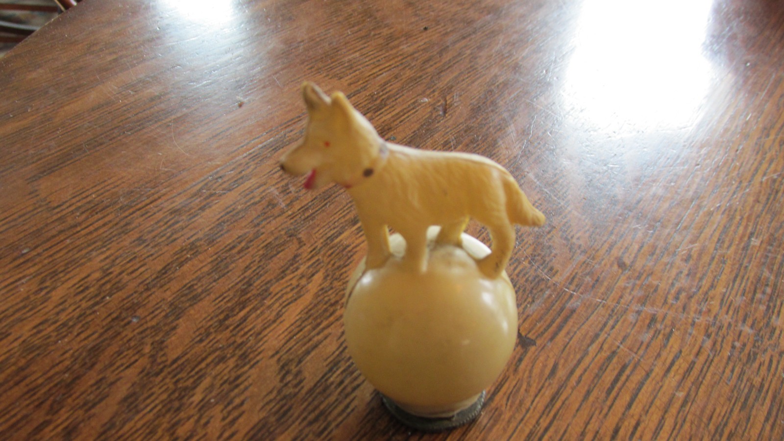 Vintage Celluloid Dog on Ball Pencil Sharpener - Japan - All Original