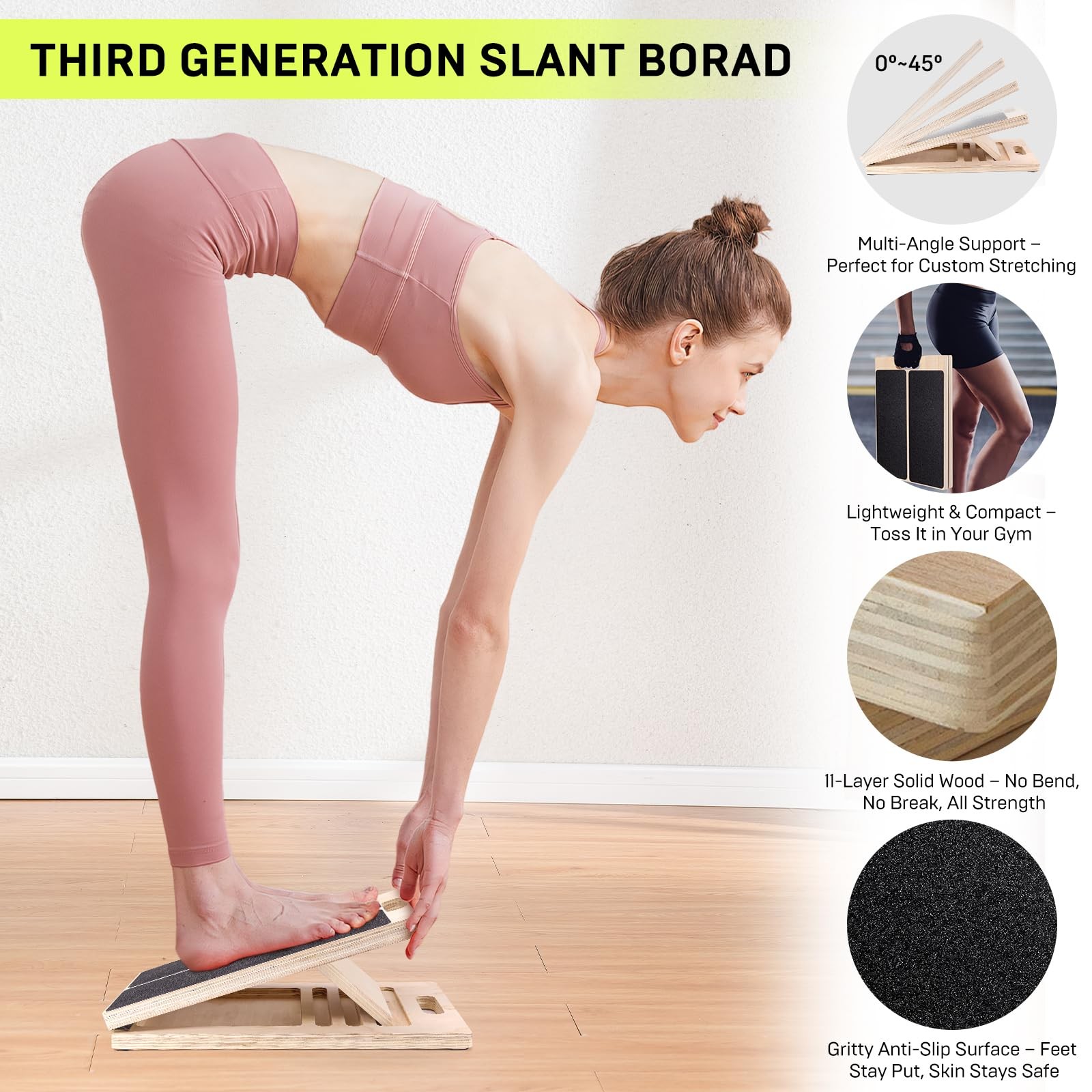 Slant Board for Physical Therapy, 6 Angle Adjustable Calf Stretcher with Trai...