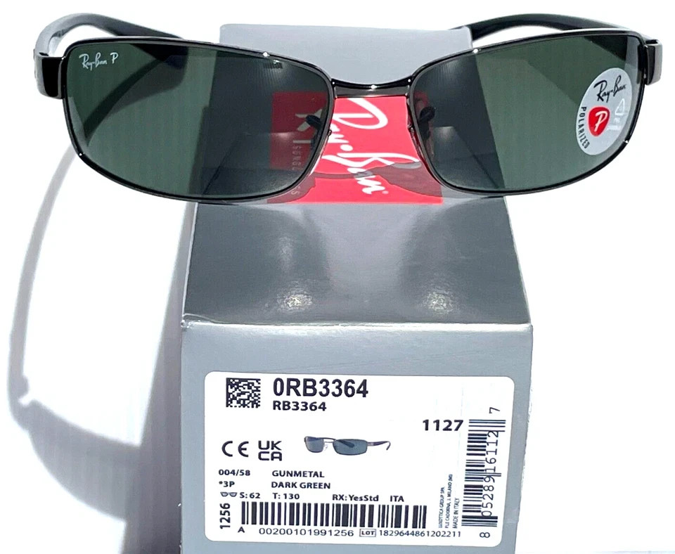 Ray-Ban Gunmetal w POLARIZED Dark Green Lens Sunglass RB3364 004/58