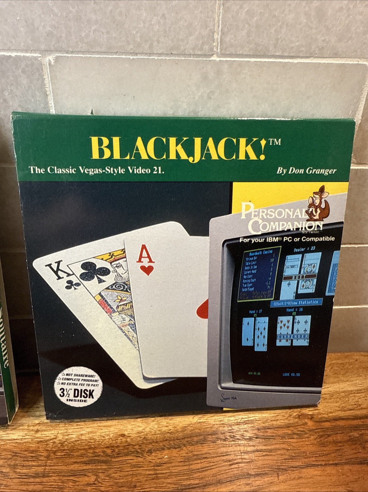 Vintage 1994 Personal Companion 3.5” Floppy Disk Programs Blackjack & Solitaire
