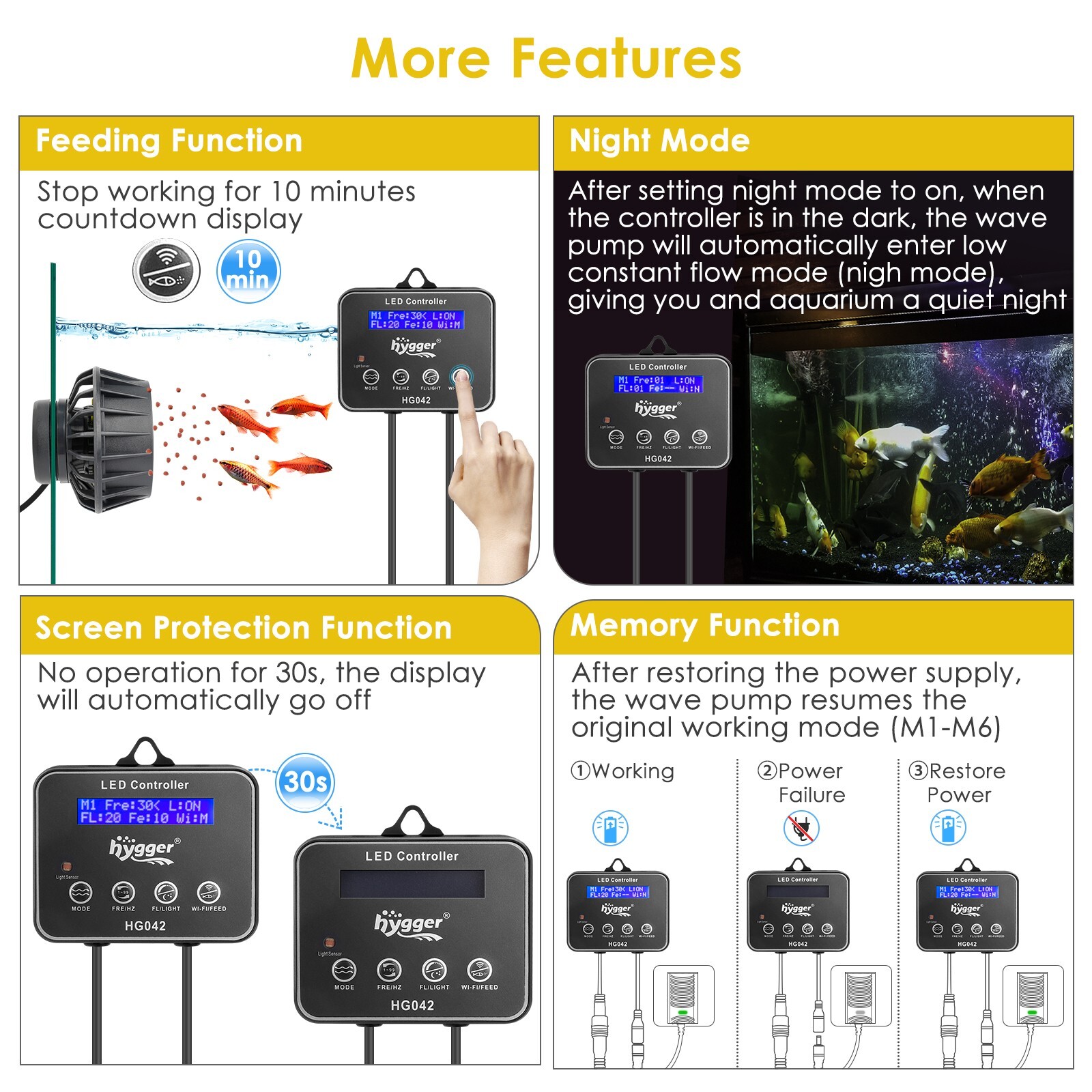hygger 2100GPH Aquarium Wave Maker Adjustable Cross Flow Pump with Controller
