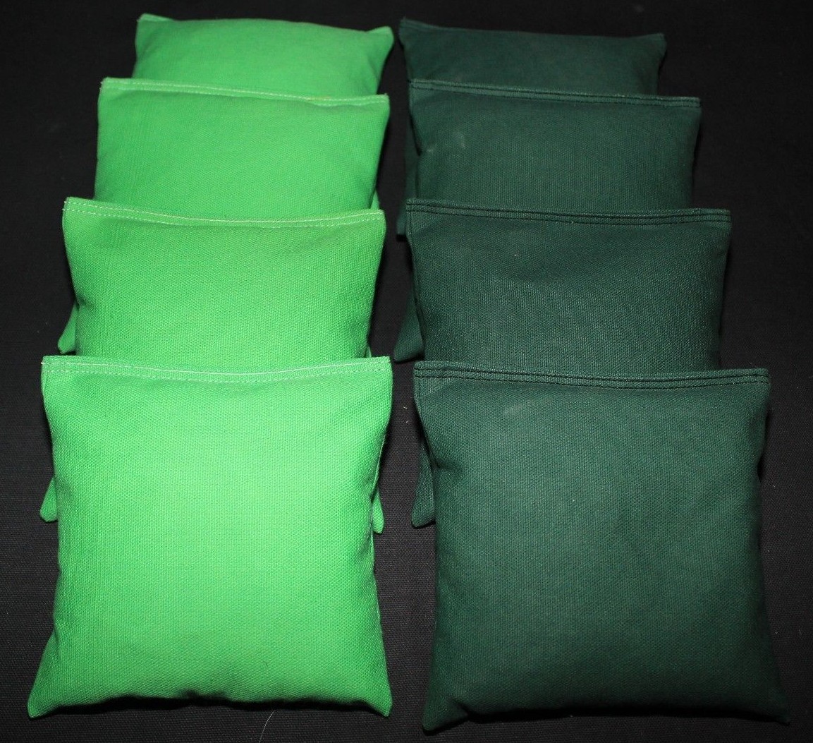 ALL WEATHER CORNHOLE BEAN BAGS Lime & Hunter Green  Resin Filled WATERPROOF