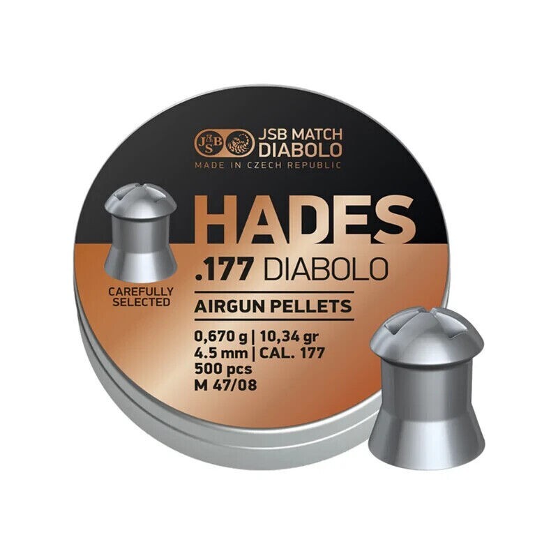 JSB Match Diablo Hades .177 Caliber 10.34 gr Hollow Point 2000 Ct (4 Tins 500)