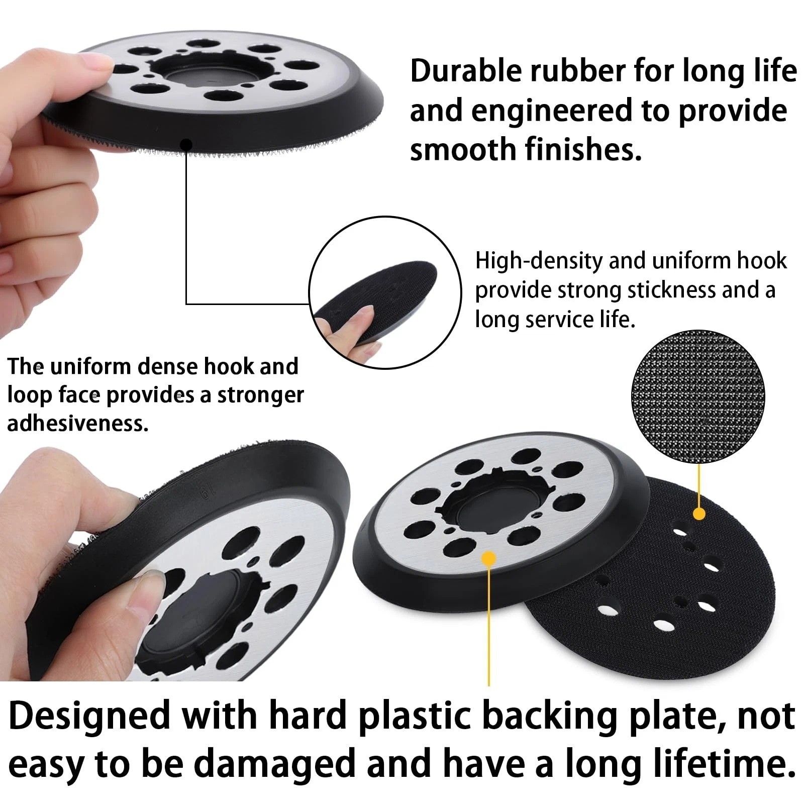 2 Sander Sanding Replacement Pad 5" 8 Holes Hook Loop Fits Dewalt & Porter Cable