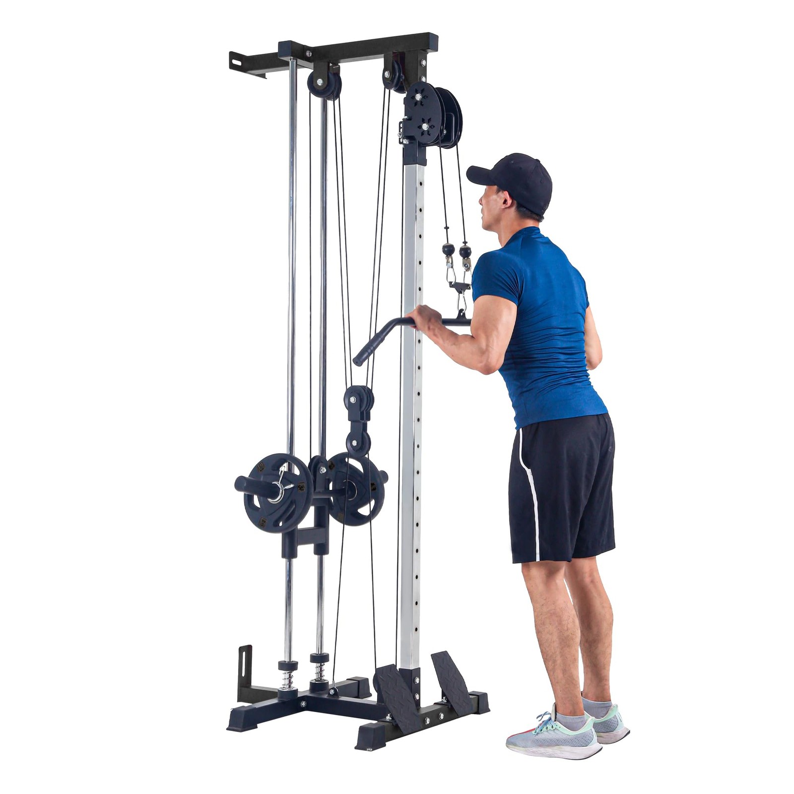 Dual Pulley Cable Machine 20-Position Wall Mount for LAT Pulldown & Row Exercise