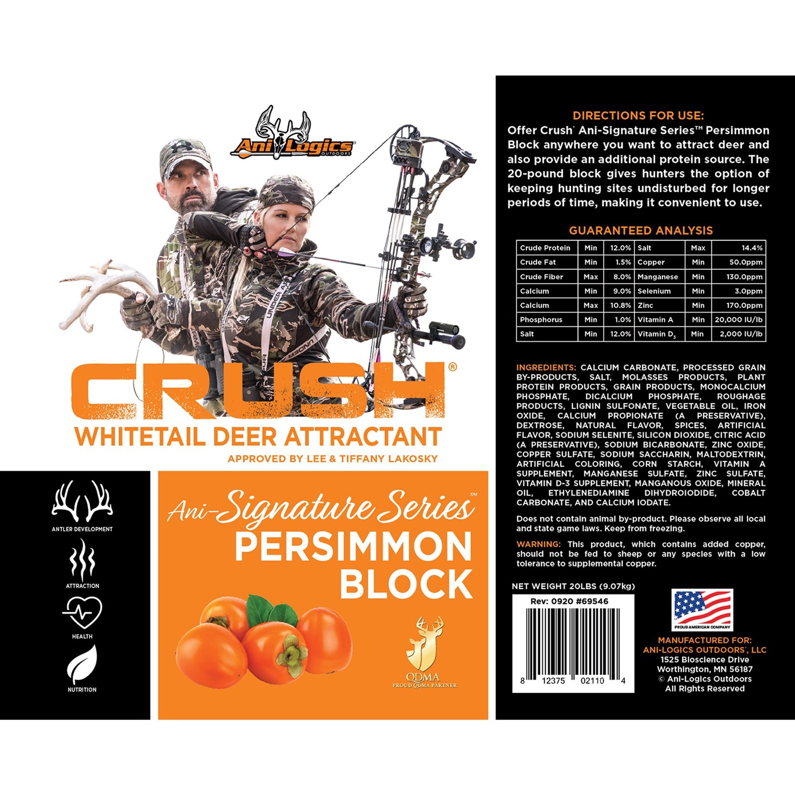 Crush Persimmon Whitetail Deer 20 lb Block