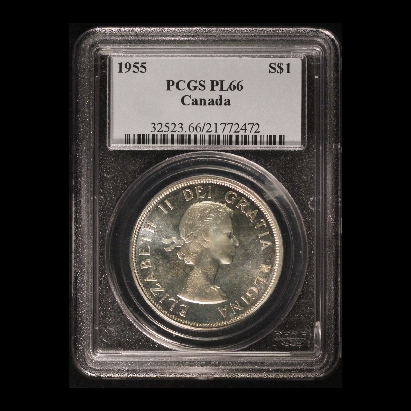 1955 Canada Silver Dollar PCGS PL66 - Free Shipping USA