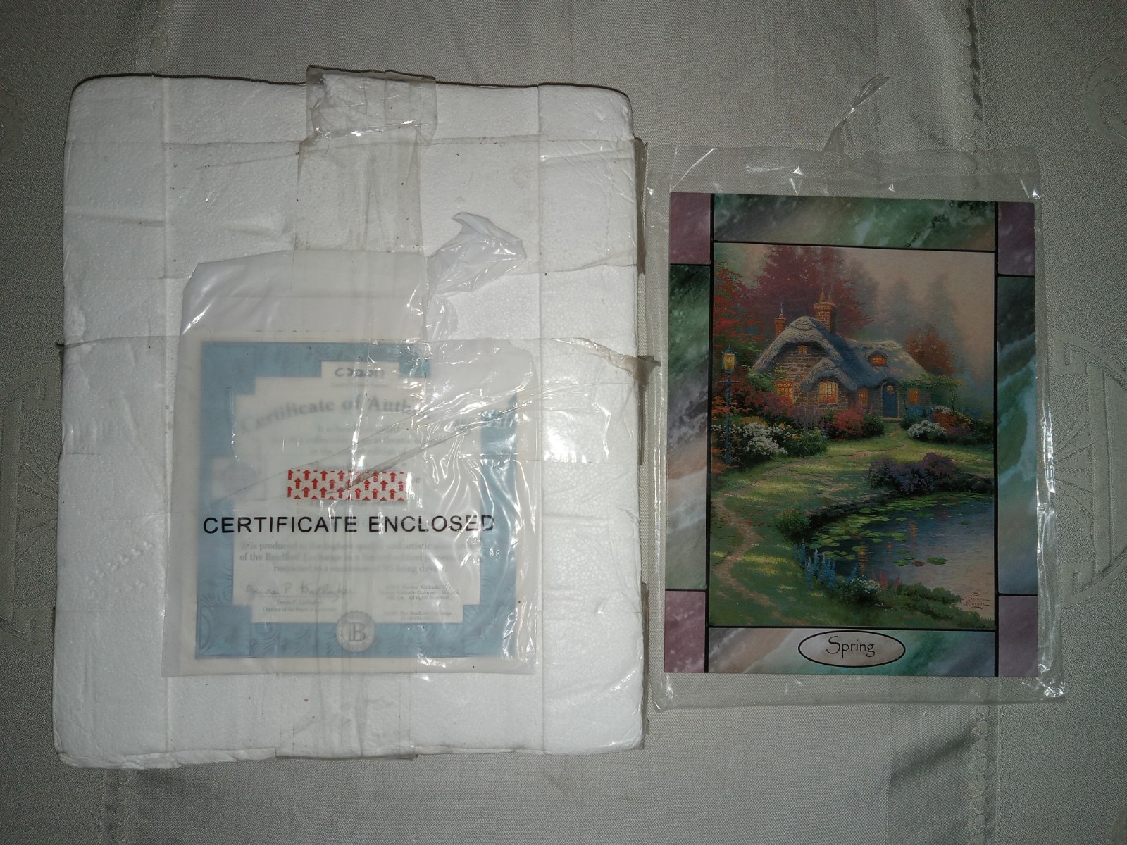 Thomas Kinkade Stained Glass Clock Changeable Seasons Panel Spring