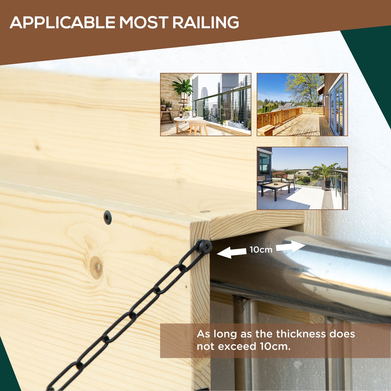 Hanging Deck Table Foldable Balcony Desk Natural