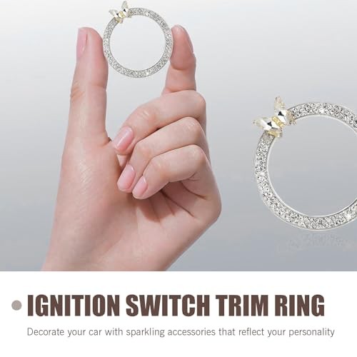 Bling Ignition Start Switch Decorative Ring, Inlaid Rhinestone 1 PC White