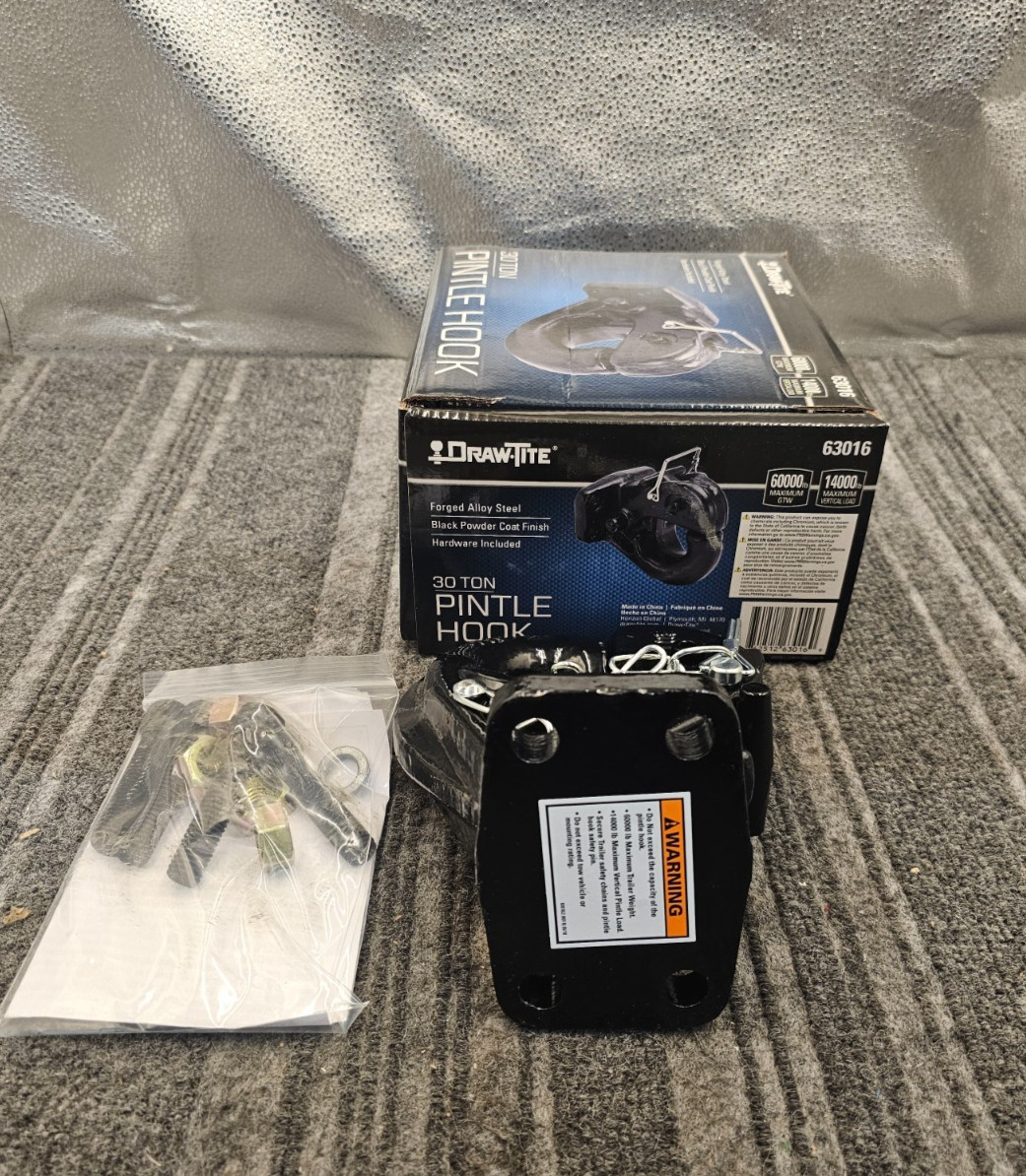 Draw-Tite 63016 30 Ton Regular Pintle Hook Rating 60,000 lbs. (GTW) Black
