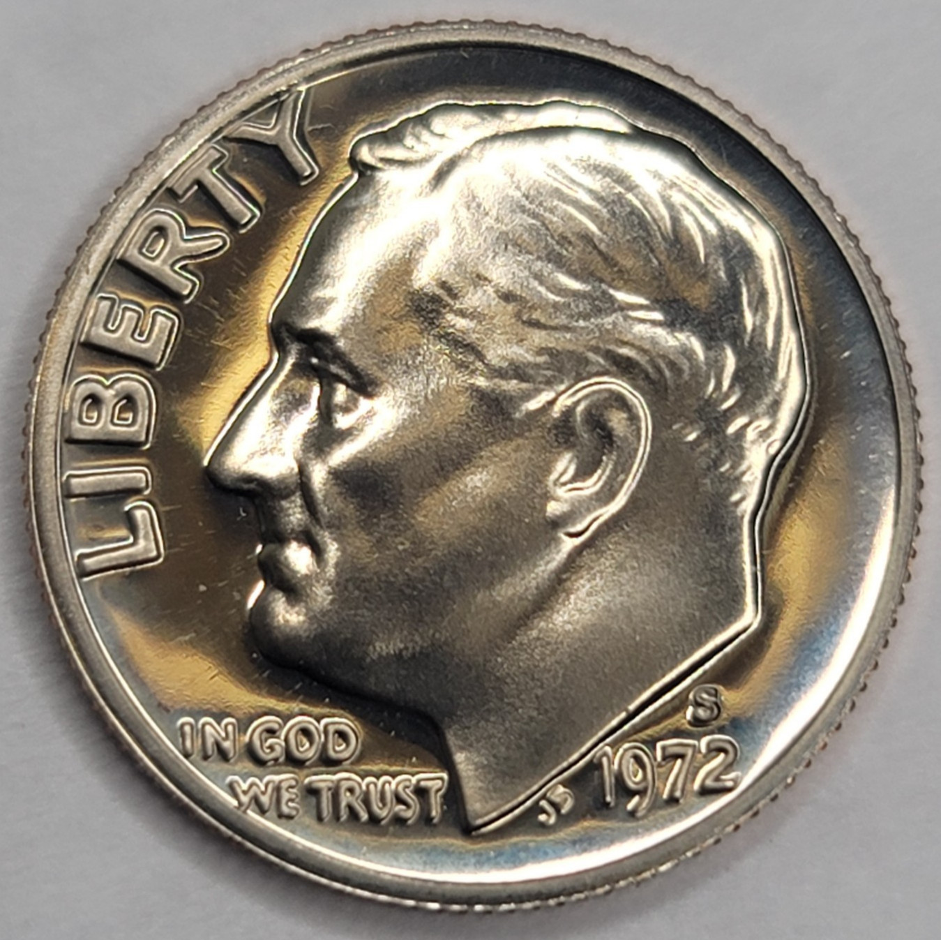 1972 S Gem Proof Cameo Roosevelt Dime - CN-Clad