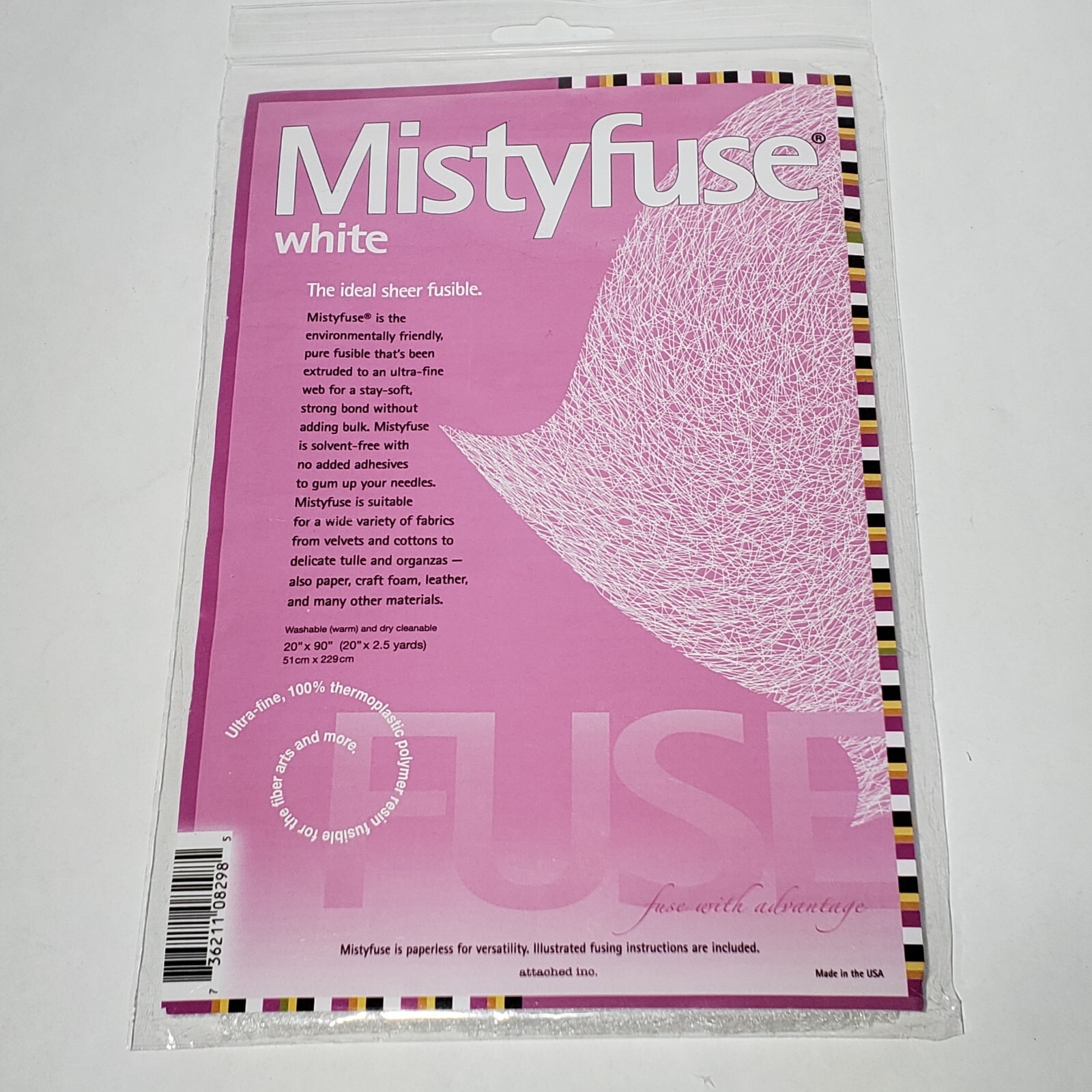 Mistyfuse White 20x90" 2.5 yds Lightweight Sheer Fusible Quilt Applique Sewing