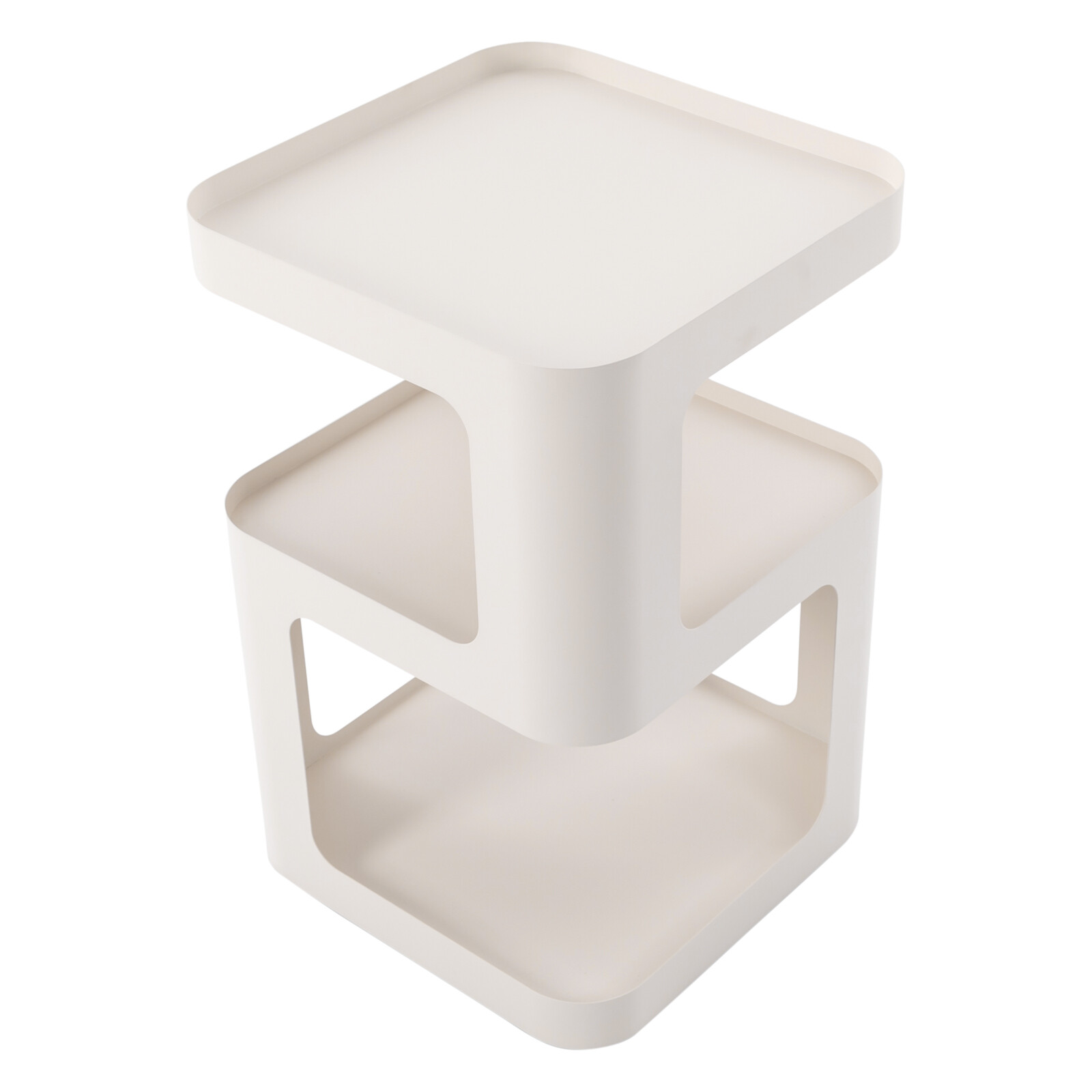 3-Tier Modern White Metal Side Table 35 × 35 × 55 cm Bedside Organizer