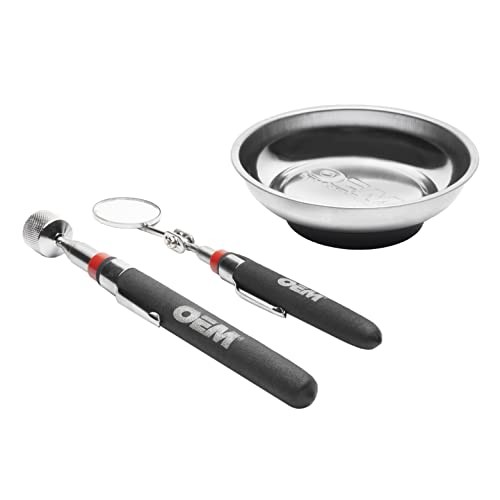 OEMTOOLS 25294 3 Piece Magnetic Tray and Expandable Pick-Up Tool Set Includes: