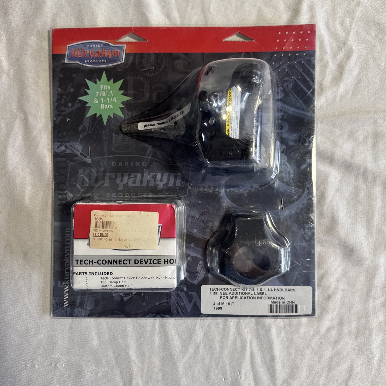 Motorcycle Cell Phone Handlebar Mount Complete Kit Fits 7/8, 1” & 1-1/4 Bar