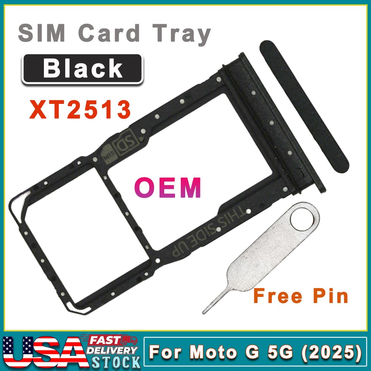 OEM SIM Card Tray Sim Slot Holder Black For Motorola Moto G 5G (2025) XT2513 NEW