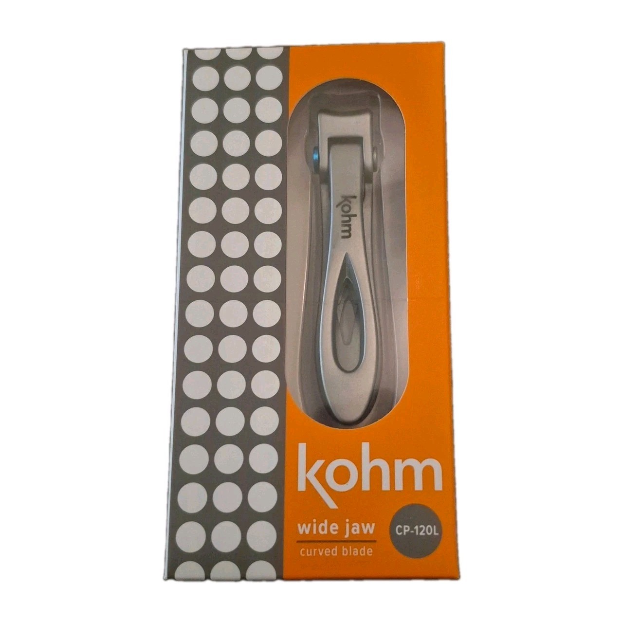 Kohm CP-120L Wide Jaw Nail Clippers - Thick Nails Curved Blade Silver Heavy Duty