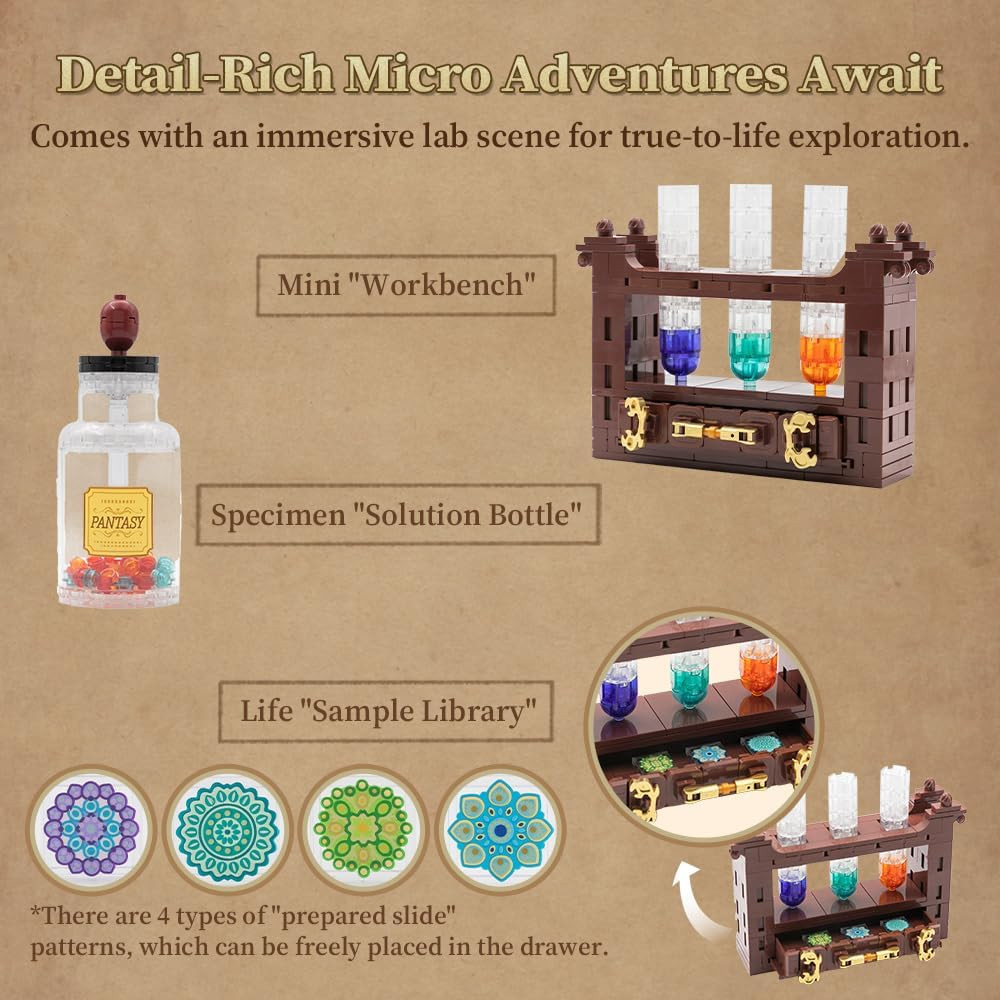 Retro Microscope Building Kit for Adults, Antique Science Instrument Model wi...