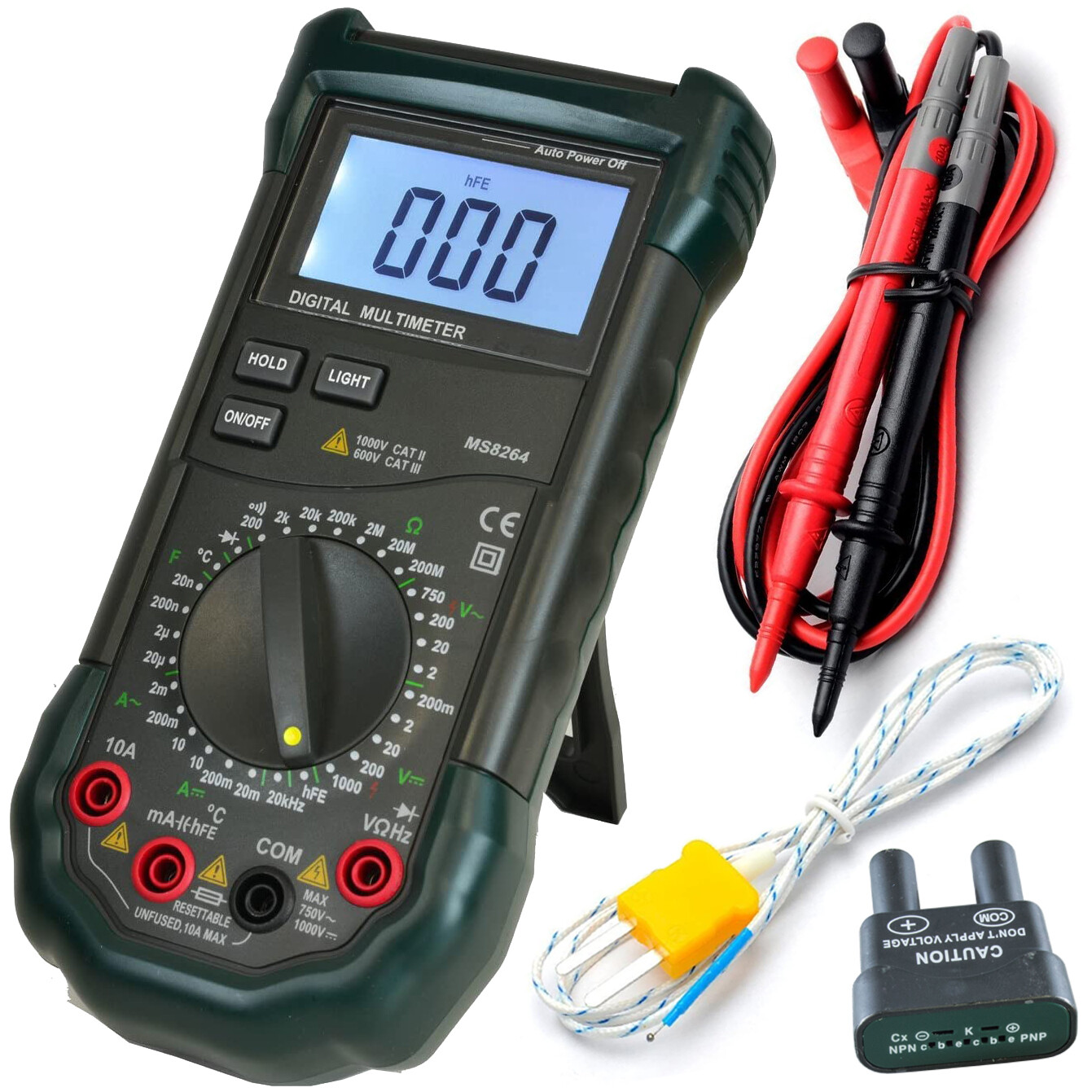 Mastech MS8264 30-Range Digital Multimeter with Temperature Measurement, Backlit