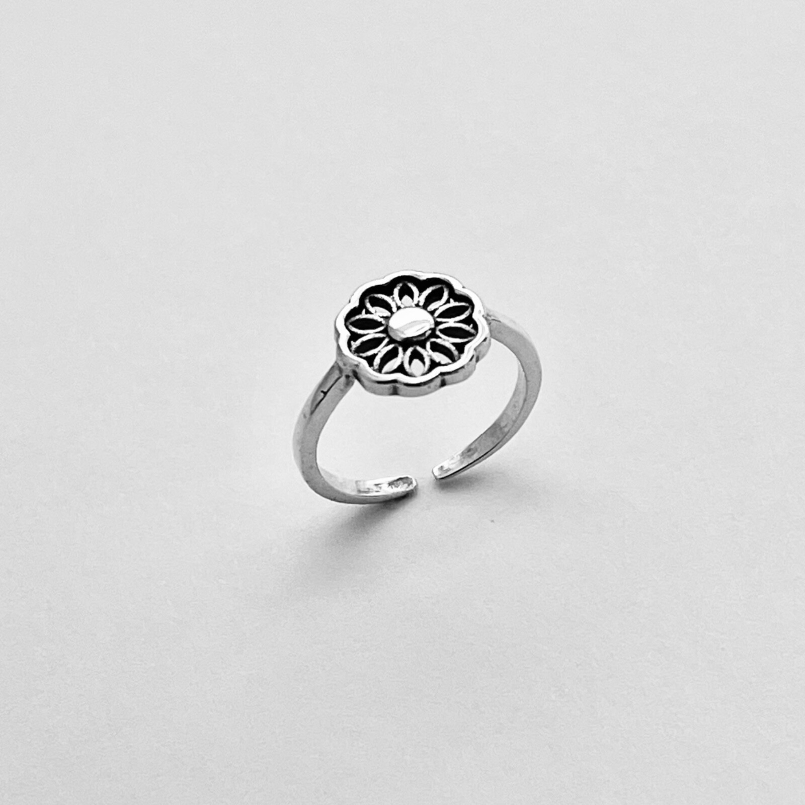 Sterling Silver Mandala Toe Ring, Flower Ring, Silver Rings