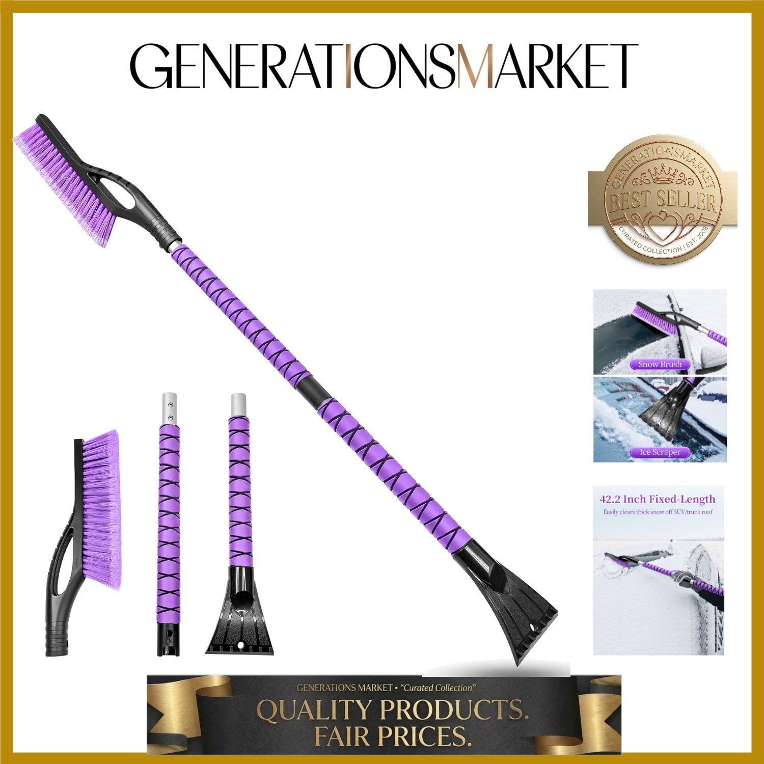 42.2 Inch Ice Scraper and Brush for Car, Snow Brush and Ice Scraper for Winds...