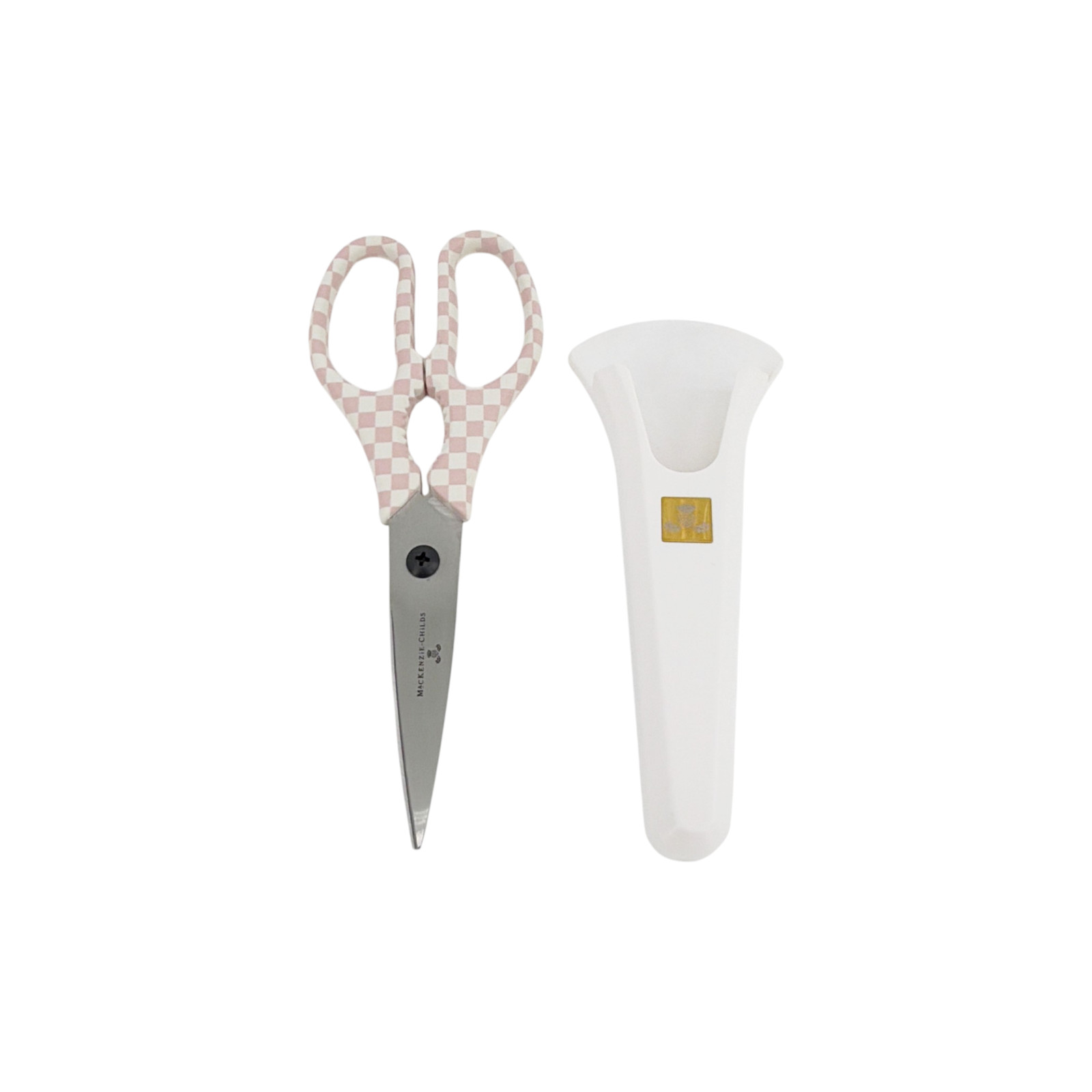 MACKENZIE-CHILDS Check Kitchen Shears in Pink & White Check