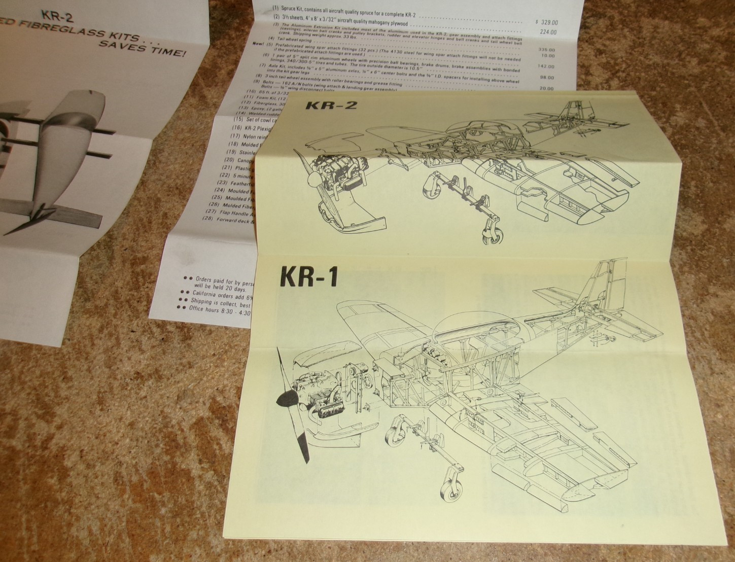 1981 rand robinson engineering KR-1/KR-2 airplane info sheets good used