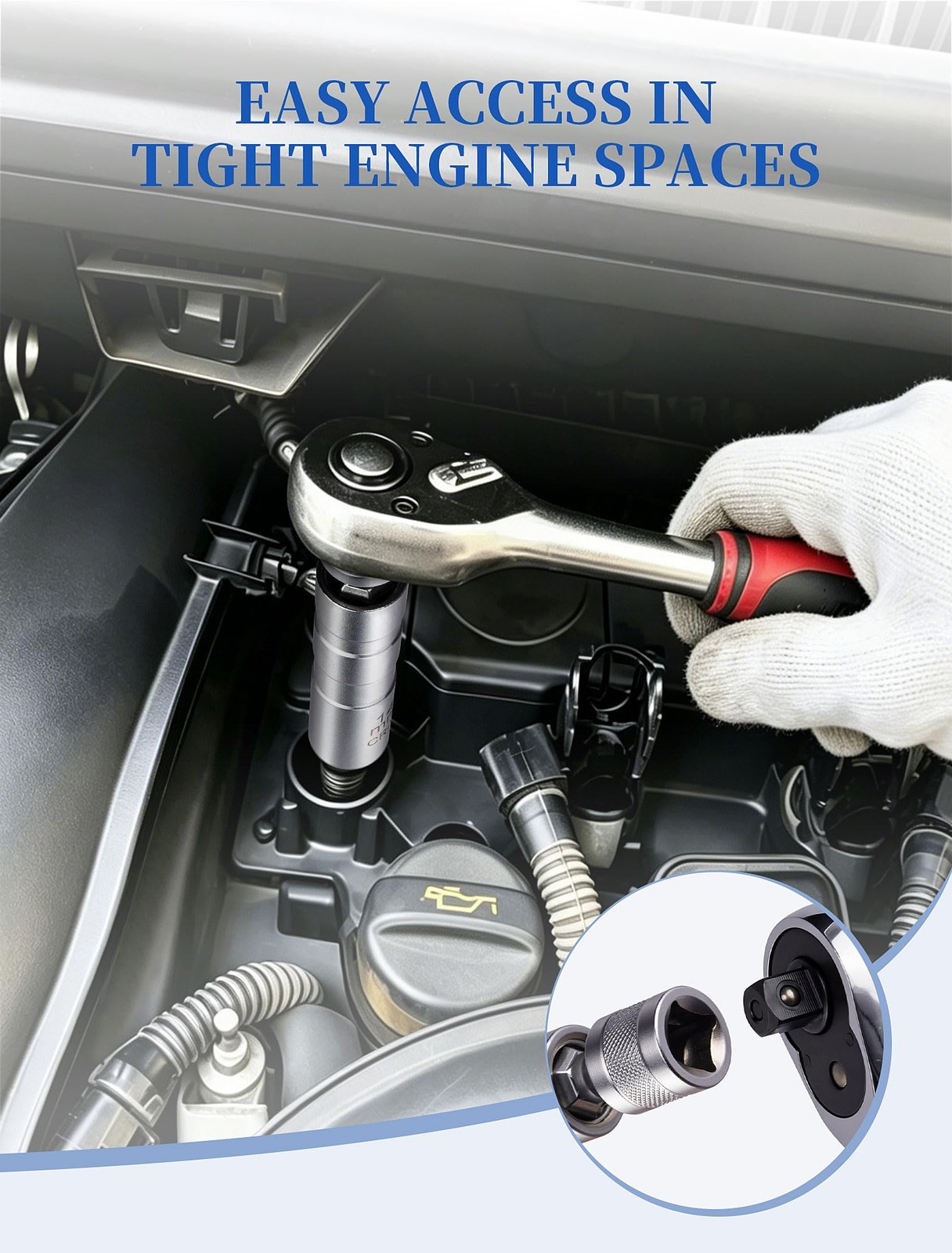 14mm & 16mm Magnetic Swivel Spark Plug Socket Set, 3/8" Drive Thin Wall 12 Po...