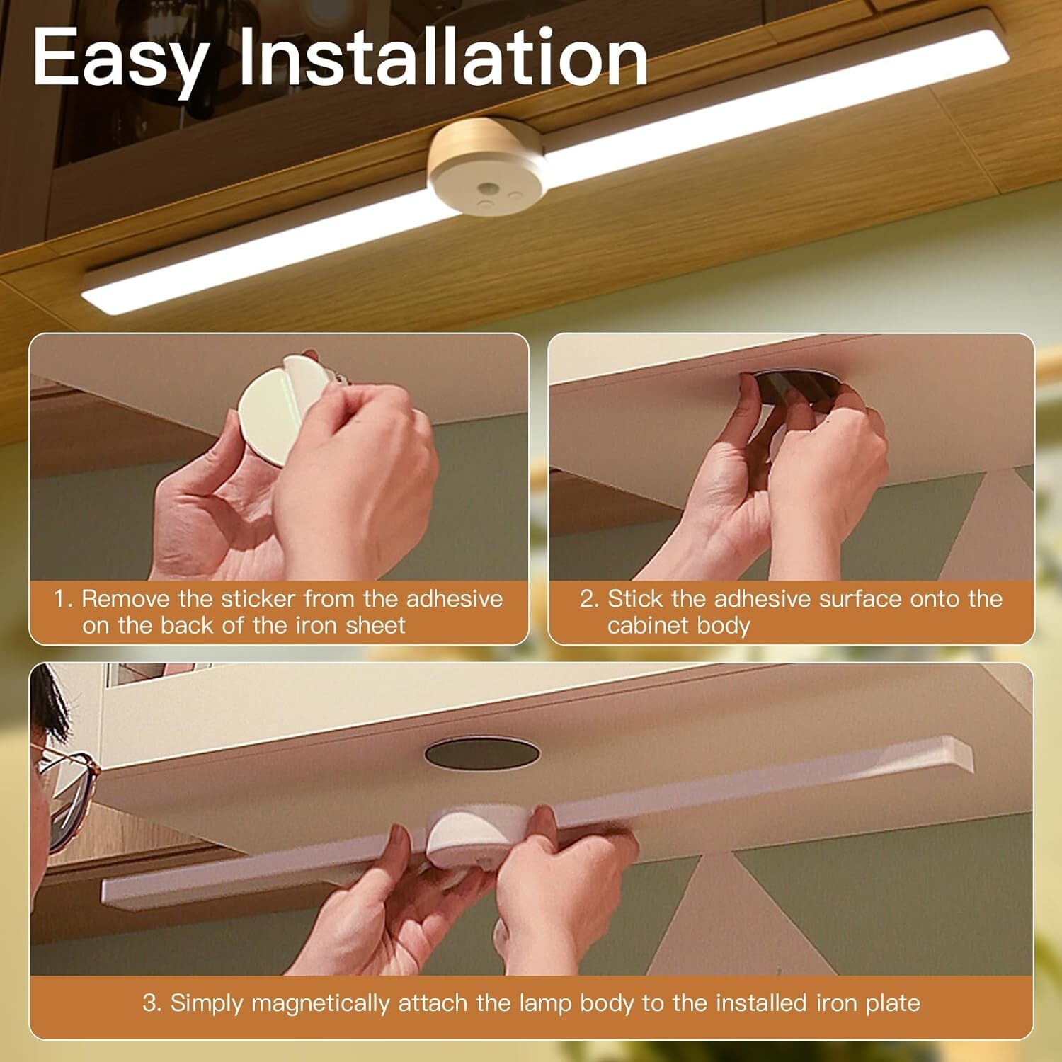Under Cabinet Light Closet Light Wireless Foldable, 23.6" Motion Sensor Light