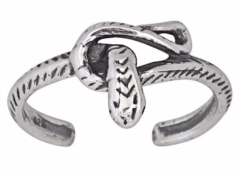 Sterling Silver .925 Snake Toe Ring adjustable size Oxidized | Made In USA