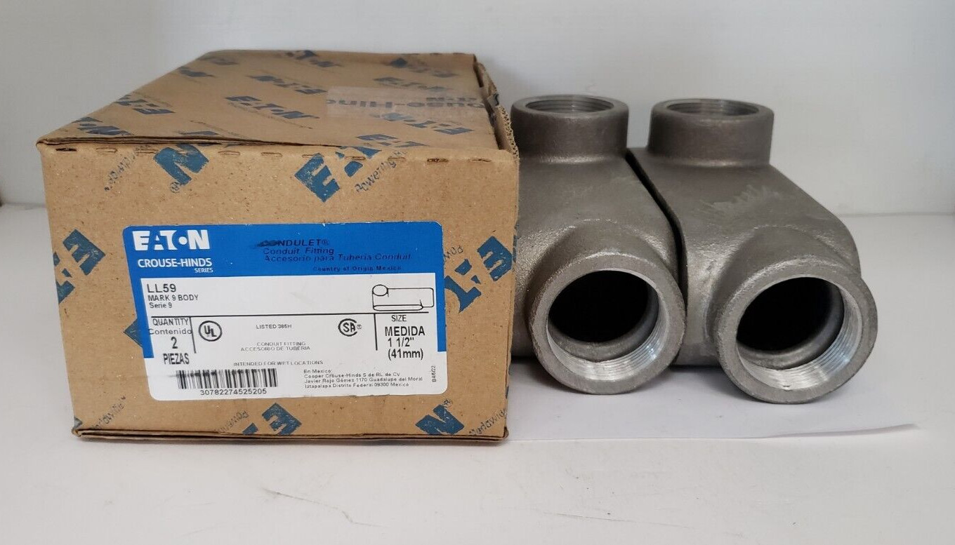EATON CROUSE-HINDS LL59 CONDUIT BODY, ALUMINUM, 1-1/2" NPT (BOX OF 2) NIB