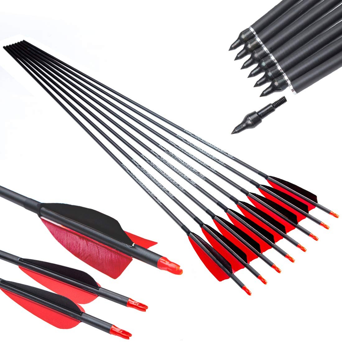Pinals Archery 300 340 400 500 600 700 800 Spine Carbon Arrows For Compound