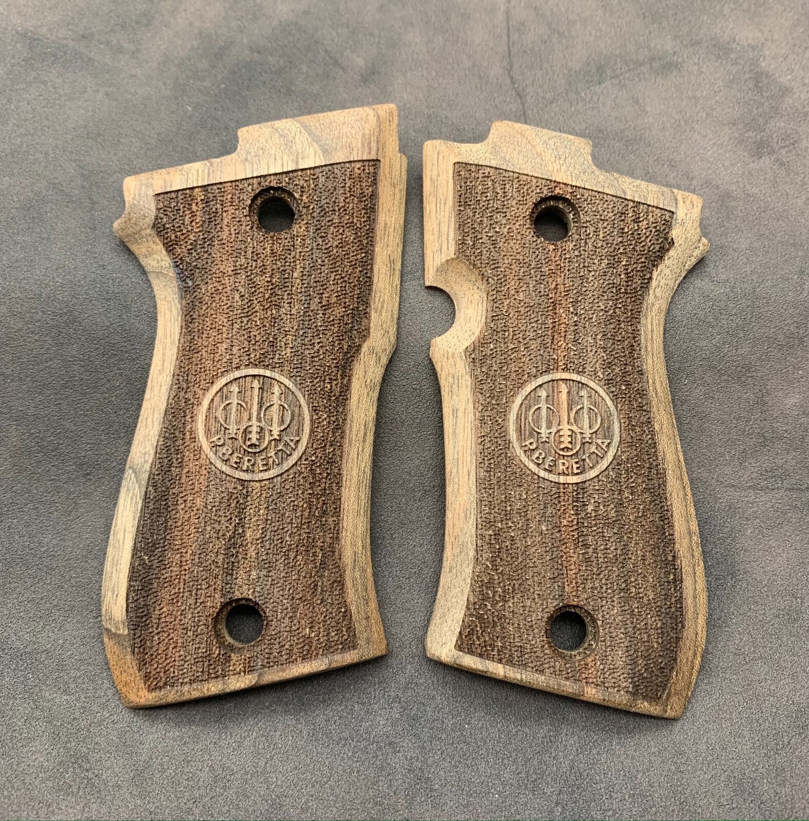Beretta Turkish Walnut Wood Grips. Fits 85F, 85FS Cheetah, 85BB Models. Gritty.