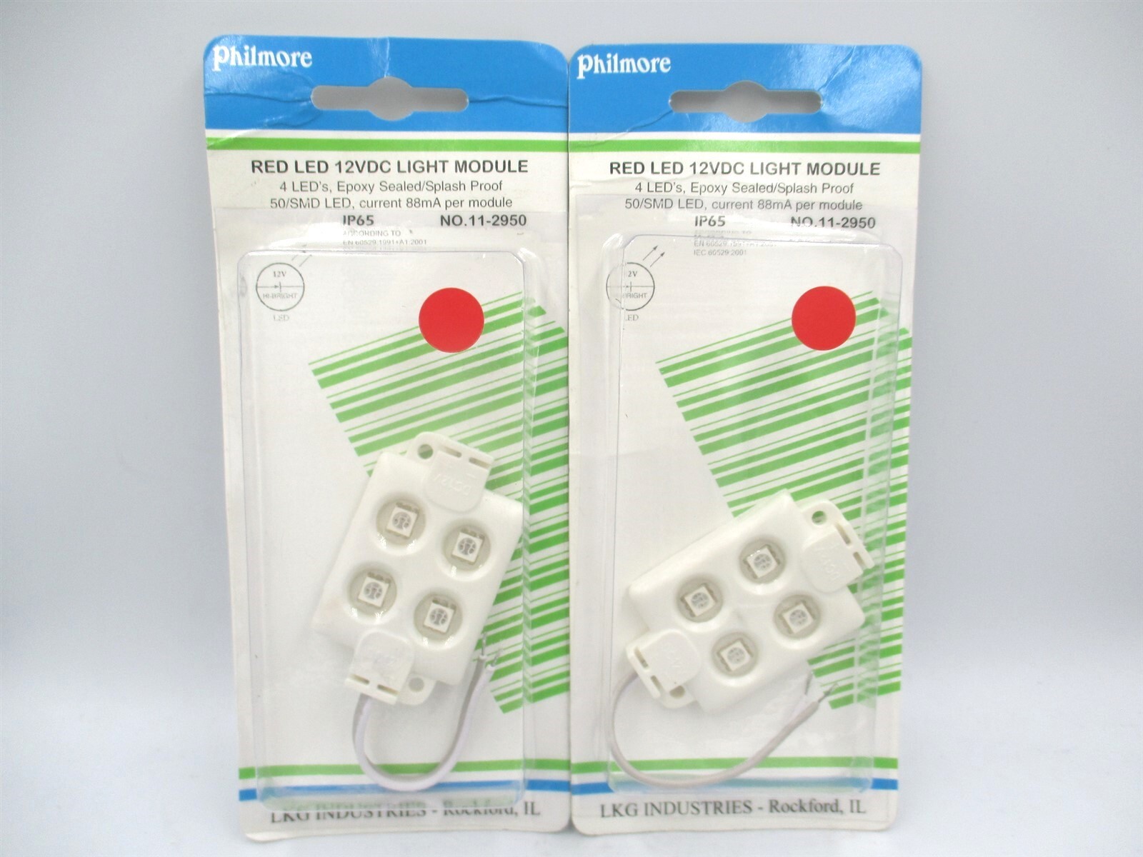 Philemore (11-2950) Red 4-LED 12VDC Square Light Module - Lot of 2