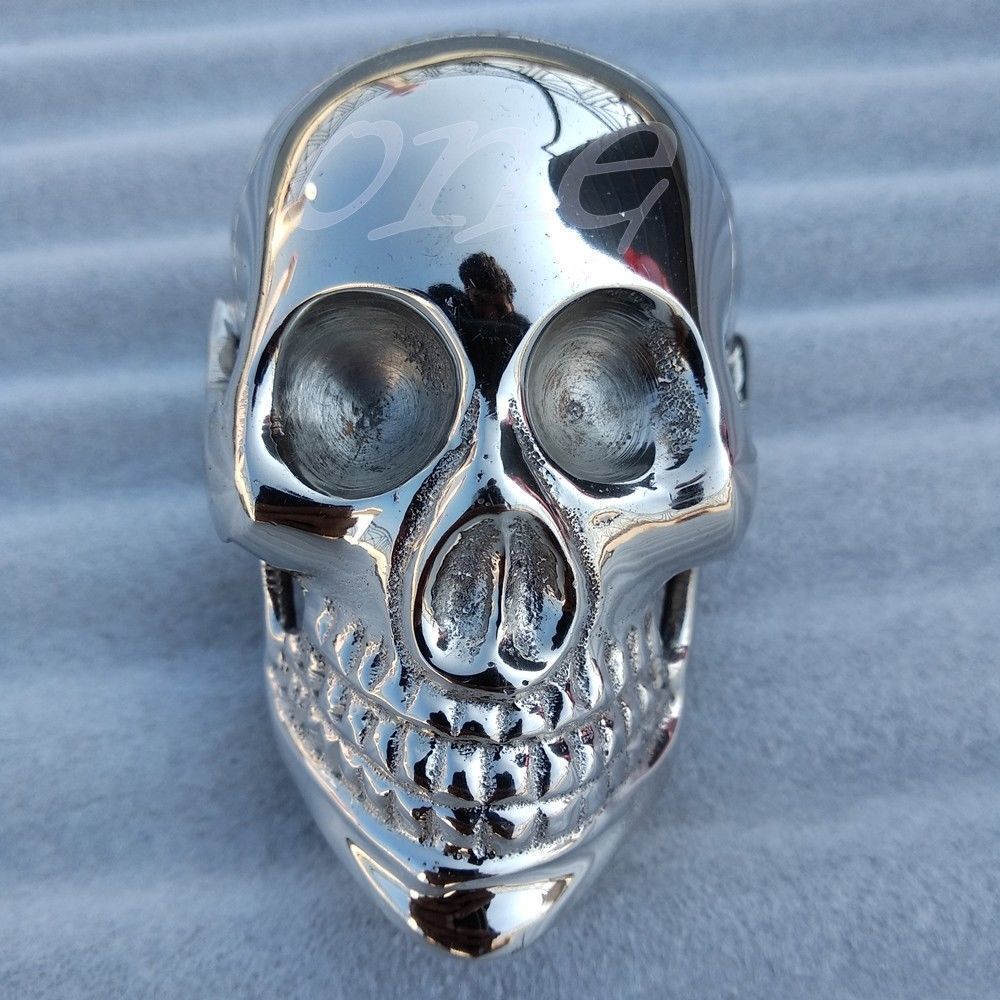 SOLID BRASS SILVER SKULL HEAD HANDLE DESIGN FOR WALKING STICK CANES HANDMADE