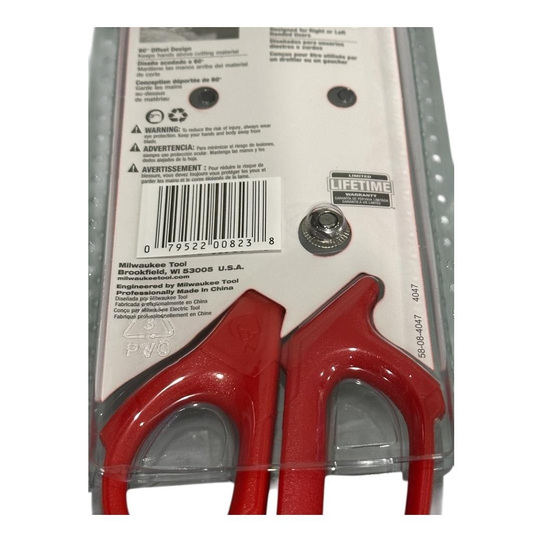 Milwaukee Jobsite Offset Wallpaper Scissors Serrated All-Metal Red 48-22-4047