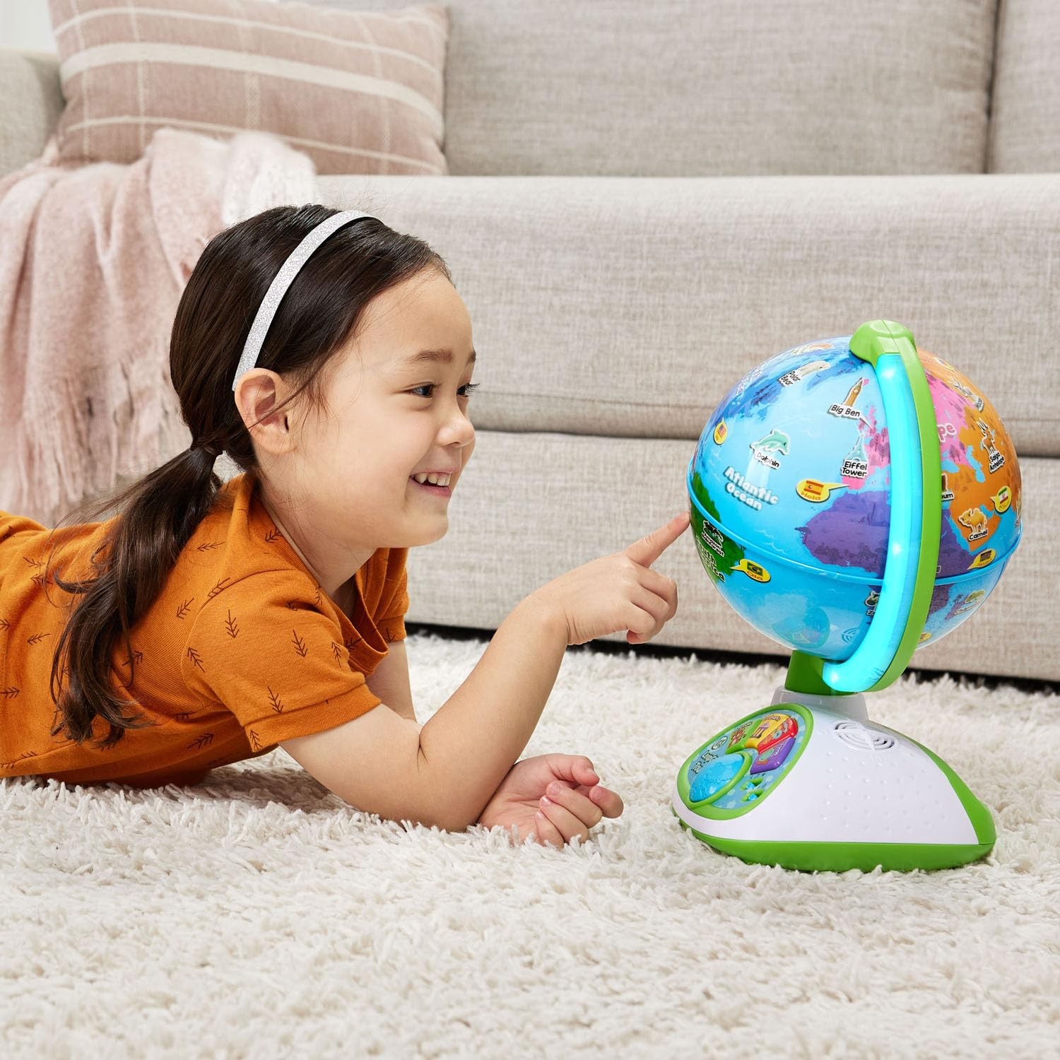 LeapGlobe Light-Up and Touch Interactive Electronic Globe for Kids, Explorati...