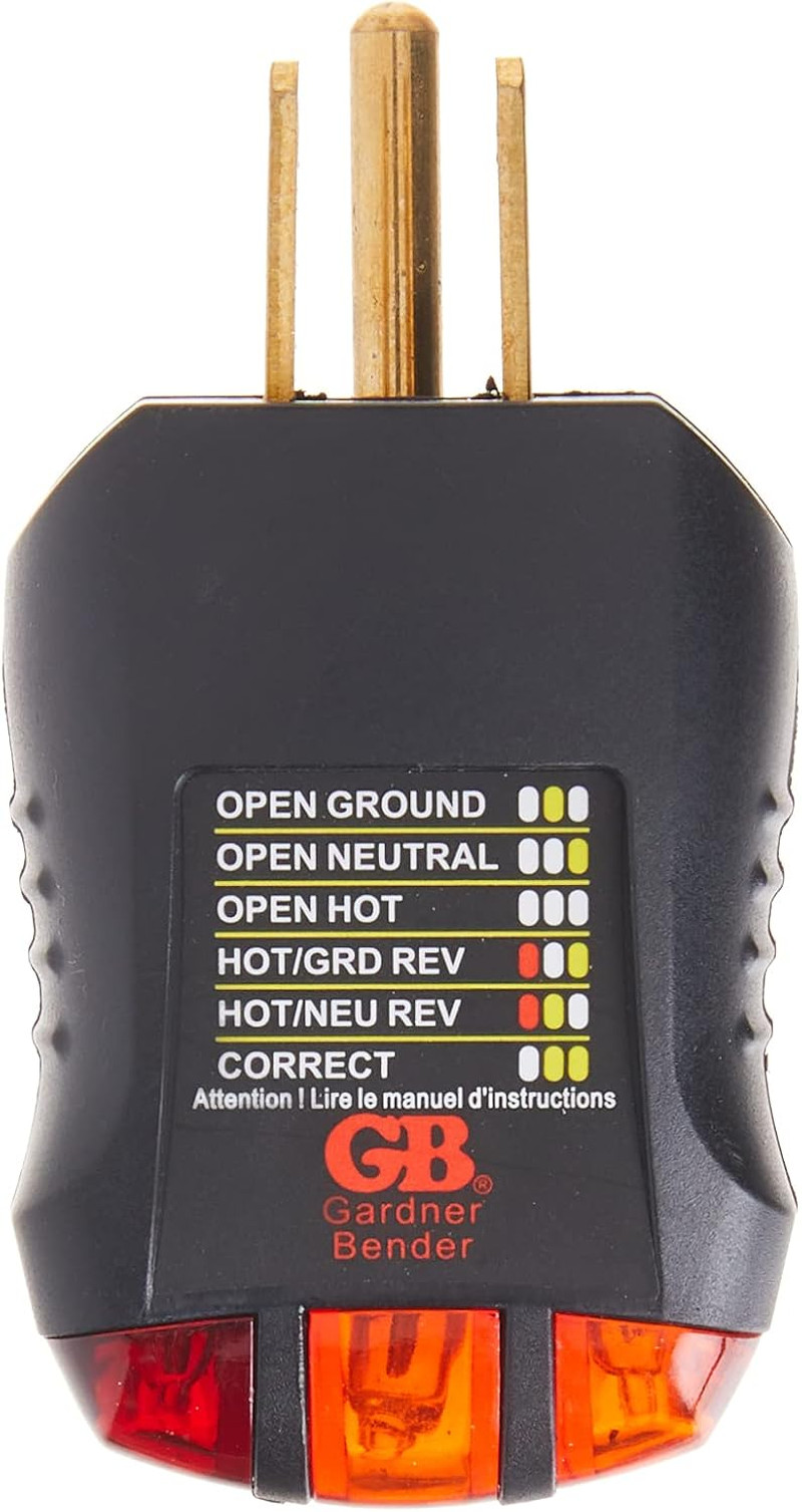 GRT-3500 Outlet Receptacle Tester & Circuit Analyzer, Indicates 5 Wiring Errors,