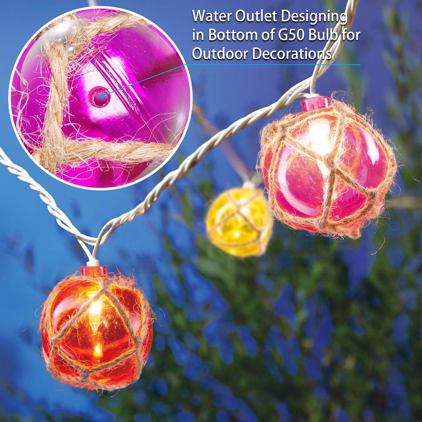 Nautical Fish Float String Lights Set of 10 LED Ball Nautical Float Lights