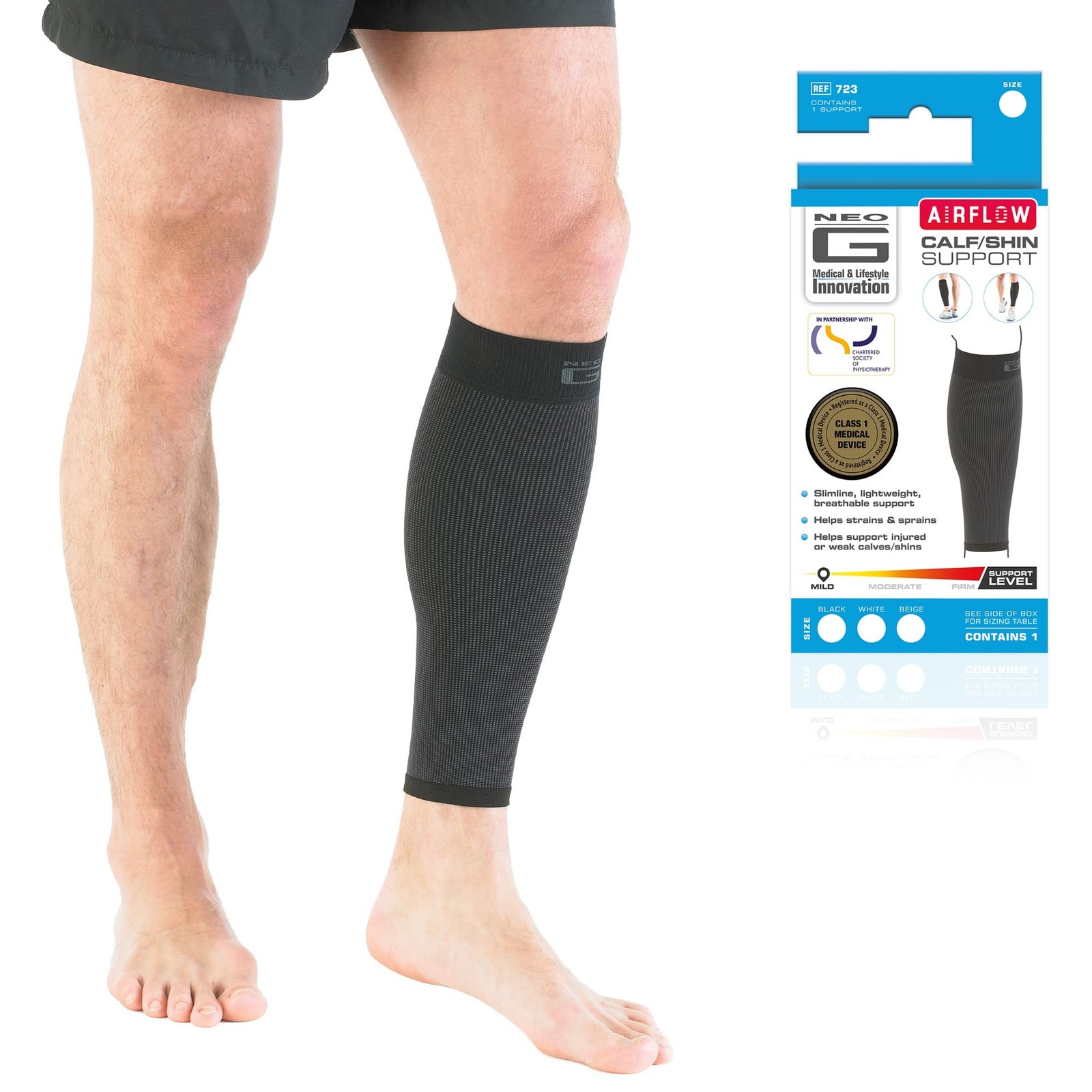 Neo-G Calf Compression Sleeve for Men and Women for Sports, Daily Wear – S