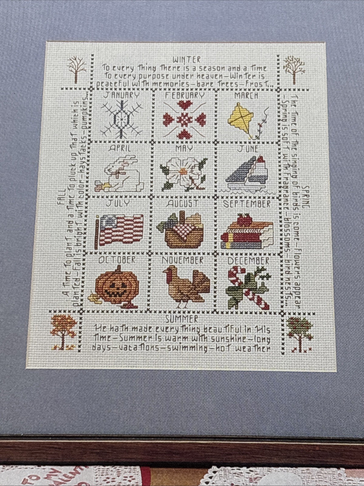 Calendar Through the Year Cross Stitch Pattern Magazine Pages