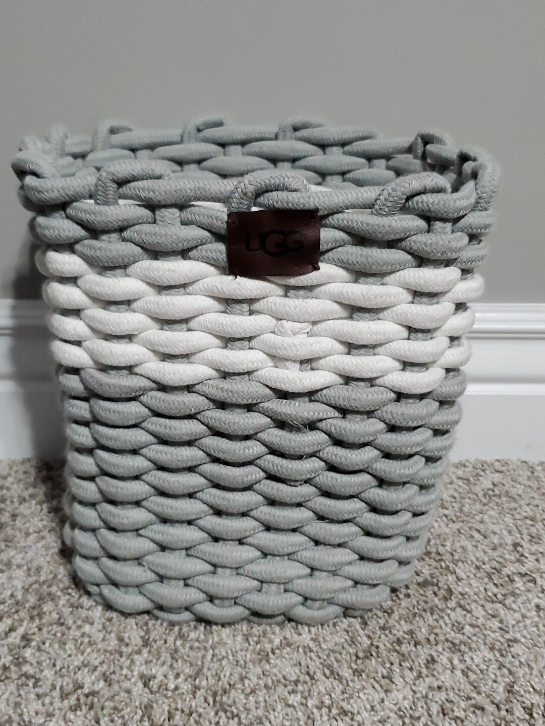 UGG Woven Thick Chunky Braided Basket Bin Sage Gray