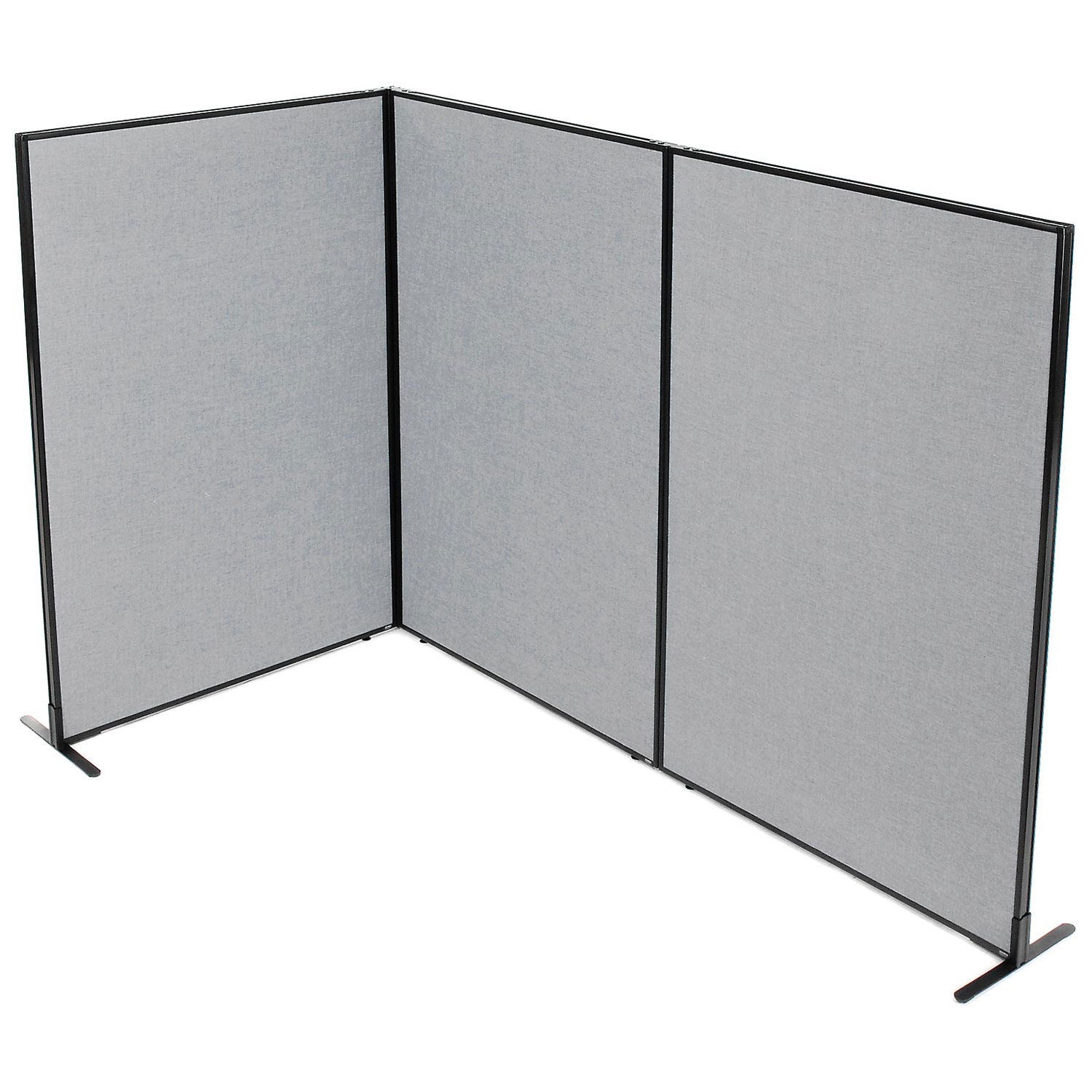 48-1/4"W x 72"H Freestanding 3-Panel Corner Room Divider Gray