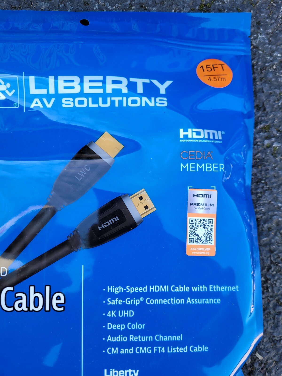 BRAND NEW Liberty HDPMM15F HDMI Cable 18 Gig @ 60Hz 4K UHD 15 Feet / 4.5 Meter