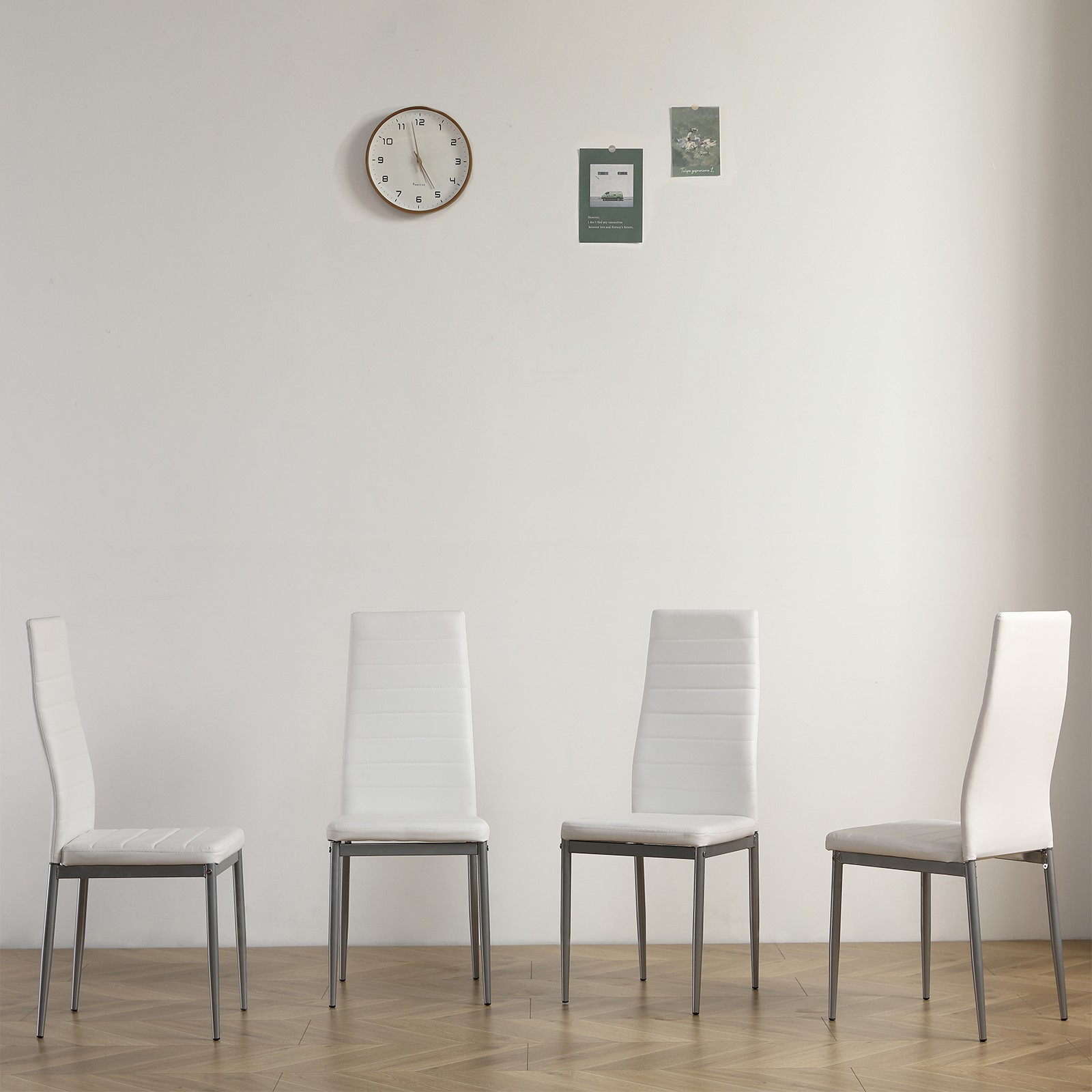 5pcs/set Dining Table Set Kitchen Tempered Glass Dining Table + 4 Chairs White