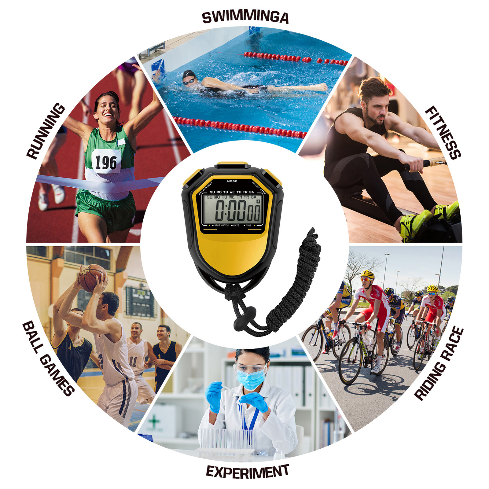 Waterproof Stopwatch Digital Handheld LCD Timer Sports Counter L5C4